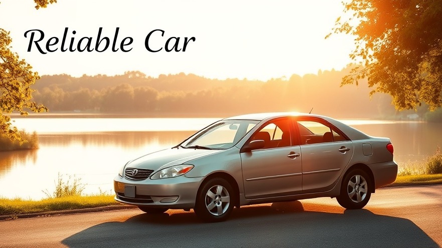 2004 Toyota Camry parked by a serene lake, embodying vehicle longevity and reliability.