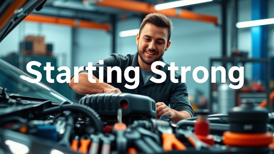 Confident mechanic working on a car engine, illustrating auto repair business essentials.