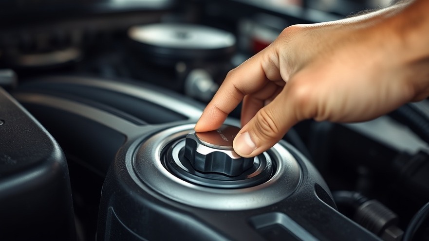 Preventing engine overheating: inspecting a car radiator cap in a garage.