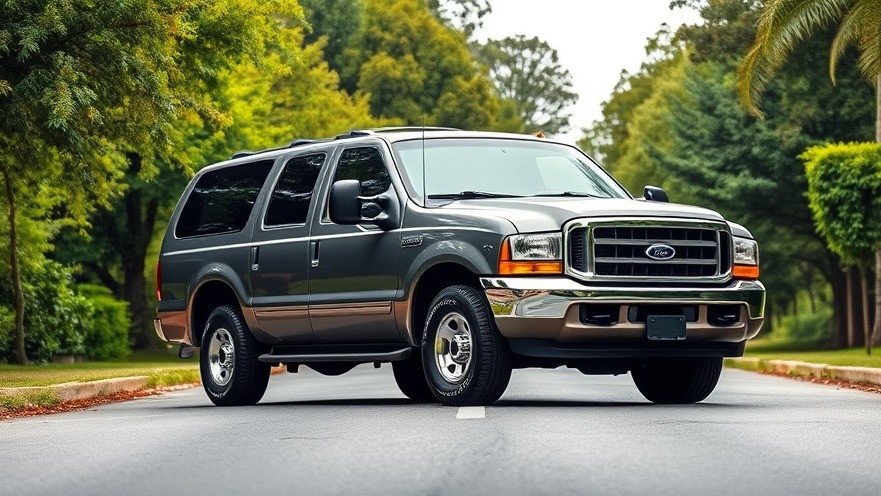 Photorealistic 2000 Ford Excursion SUV, showcasing EGR issues and misfire exhaust noise.