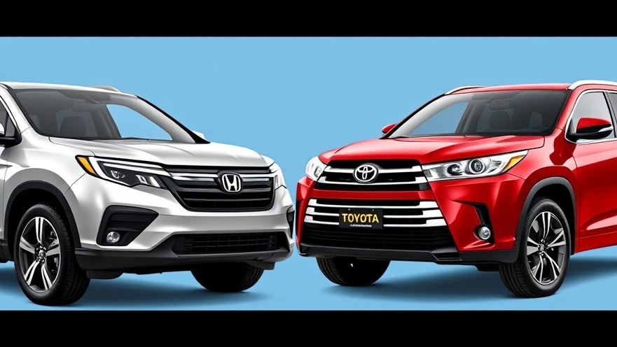 Grayscale comparison of Honda Pilot and Toyota Grand Highlander for SUV evaluation.