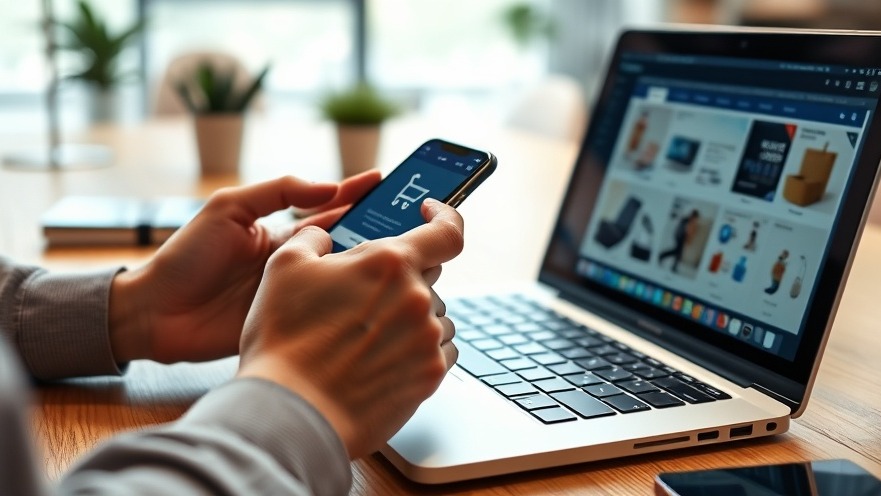 Close-up of hands browsing e-commerce for local SEO and customer trust.