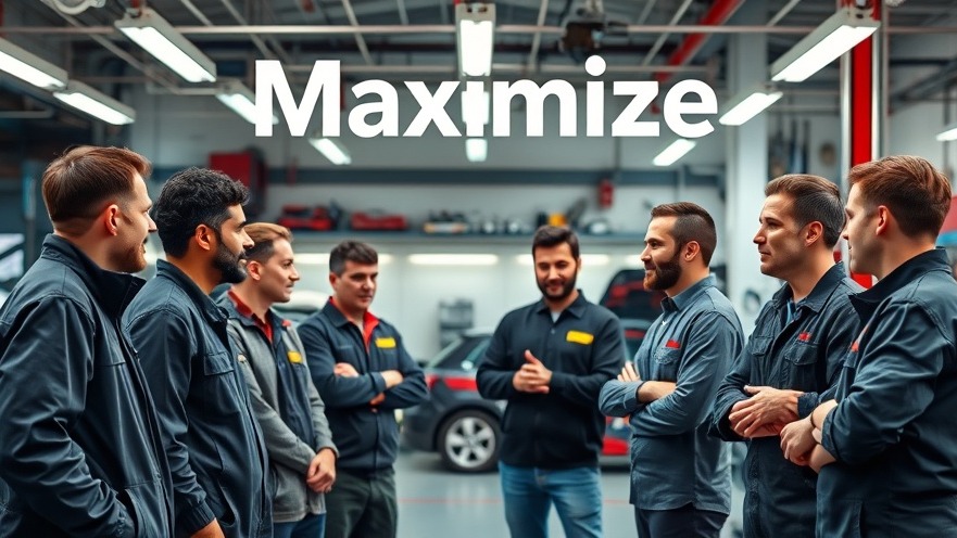 Auto repair trends showcased in a modern shop with technicians discussing innovation.