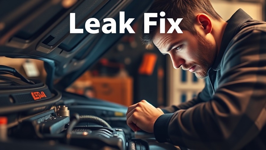 Mechanic inspecting engine oil housing for oil leak signs in warm light.