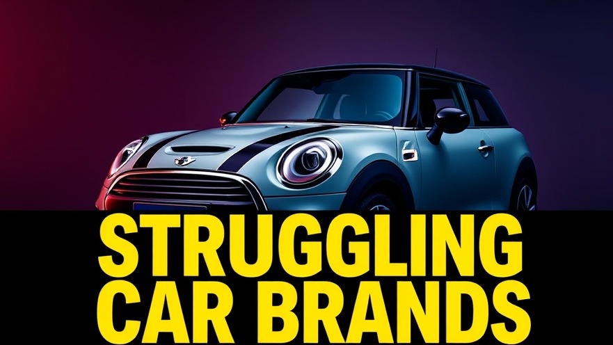 Bold graphic of a Mini Cooper illustrating struggling car brands amidst fading car brands.