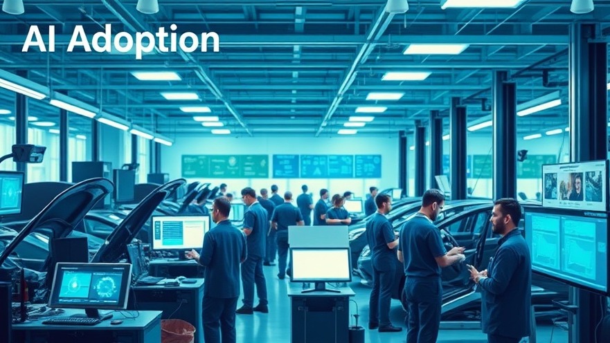 Modern auto repair shop with automotive repair technology and vibrant AI tools.