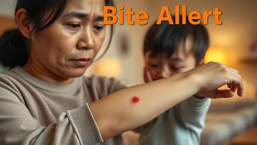 Bite Alert: Concerned parent holds child with a red bite mark in warm home setting.