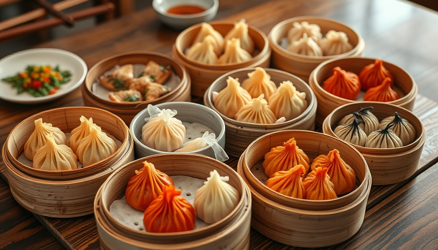 Assortment of Yunnan dim sum dishes including rice noodles and dumplings in bamboo steamers.