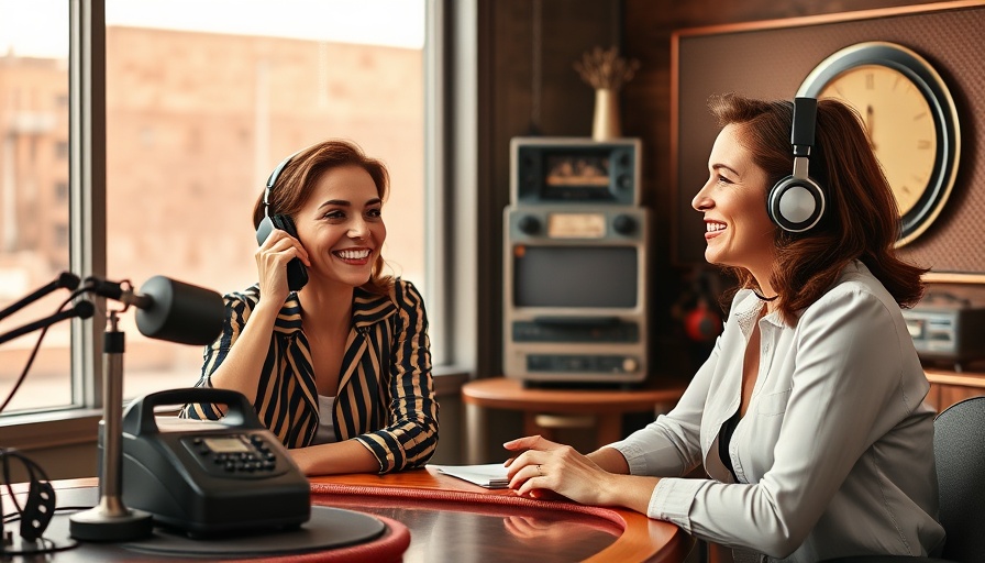 Smiling women at radio desk discussing communication styles.