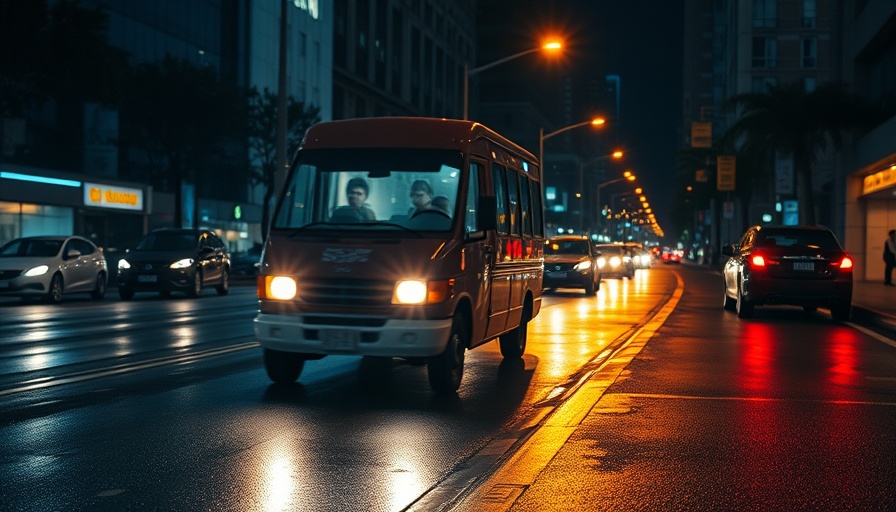 Night scene with car headlights illuminating the street, showcasing night vision capabilities.
