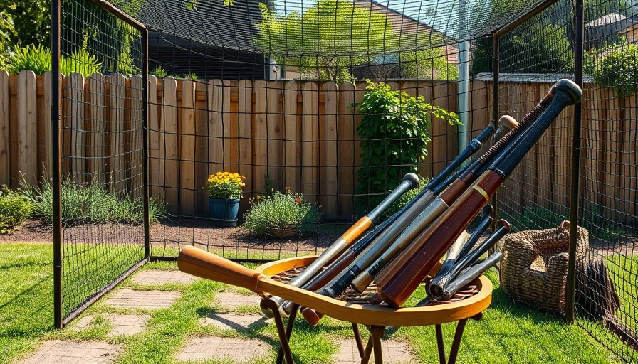 Kailua batting cage closure scene with net and equipment in backyard.