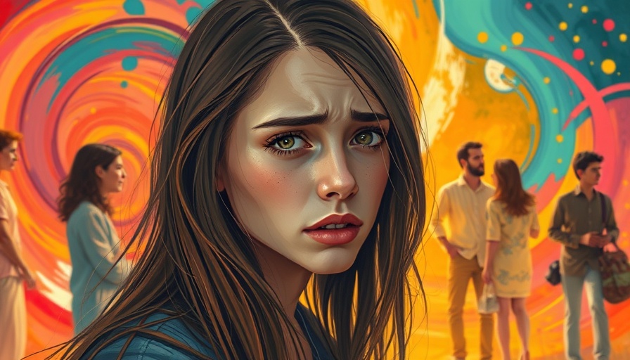 Abstract painting of self-rejection and social anxiety in vibrant colors.