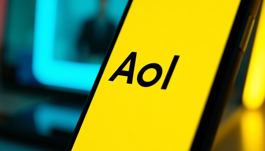 AOL logo on yellow smartphone screen signifying end of dial-up.