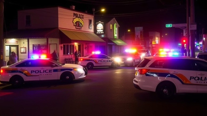 Nighttime Pearl City street scene with police cars, flashing lights, and tension.