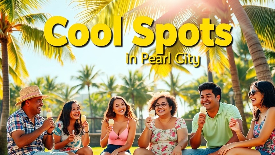 Cool Spots in Pearl City: locals enjoying ice cream under sunny palm trees.