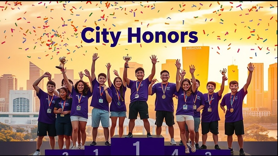 Victory Celebration of Pearl City High Riflery Team with trophies and confetti.