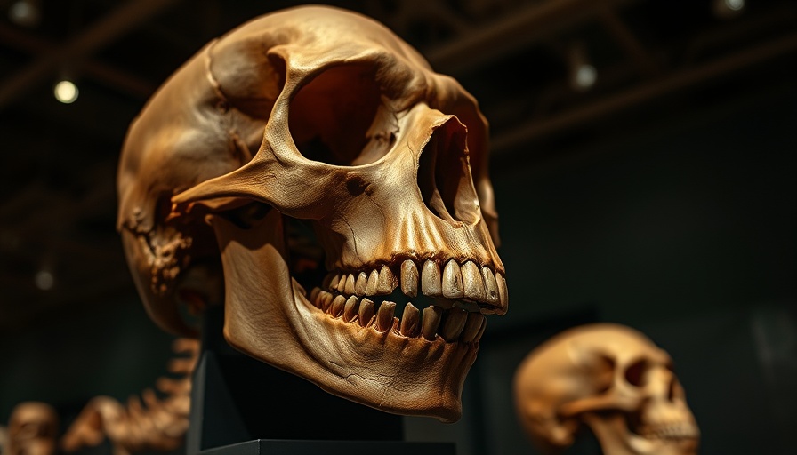 Neanderthal skull exhibit in museum, highlighting fossil details.