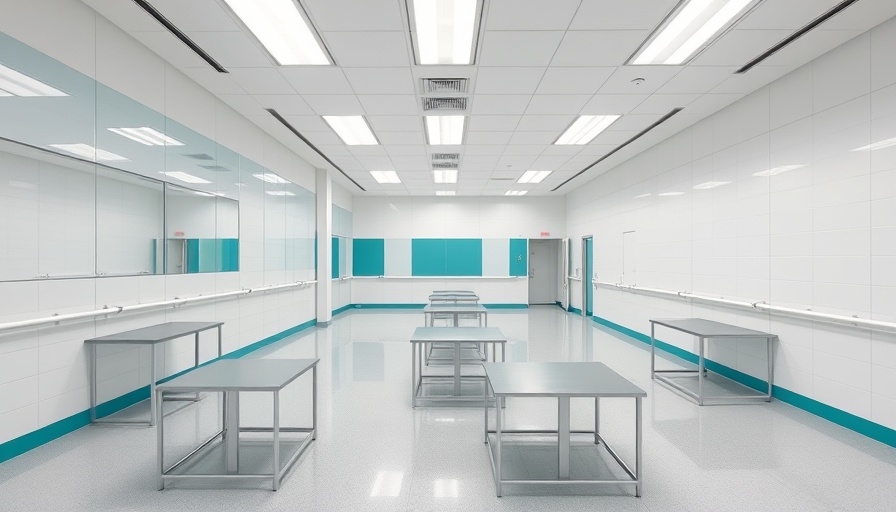 Clean correctional facility room with teal accents in Muskegon.