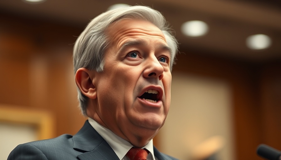 Man speaking at official event in formal attire.