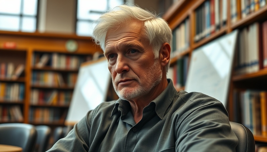 Library scene with a mature man discussing butterfly species named in honor of Andrew Berry.