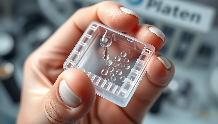 Microfluidic device held in hand related to heavy menstrual bleeding.