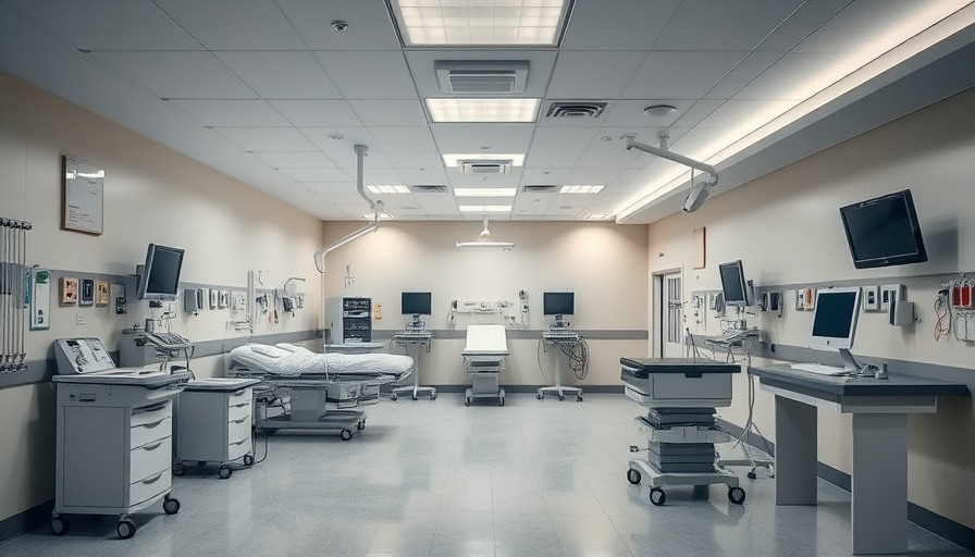Empty hospital trauma exam room in Muskegon for long-term health coverage.