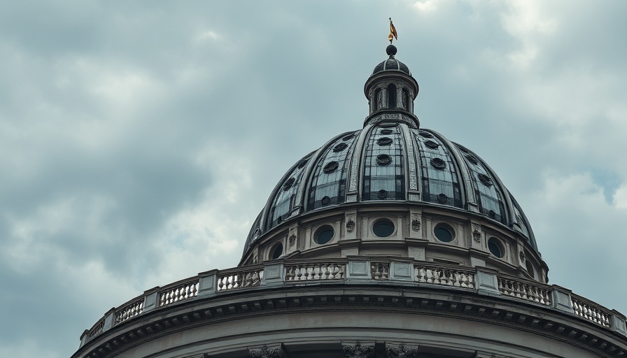 Close-up of a grand architectural dome under a cloudy sky