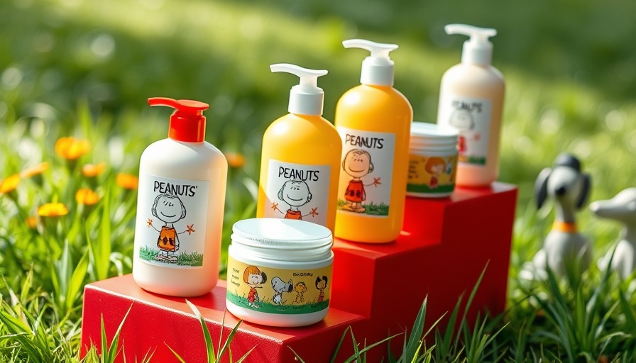 Tree Hut Peanuts Body Care Line products on display with vibrant packaging.