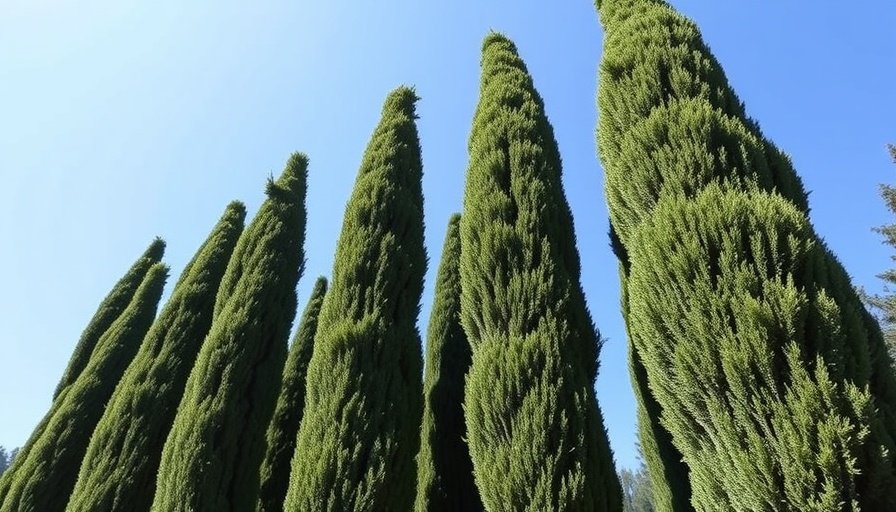 Trimmed trees at Kamalani Playground against blue sky.