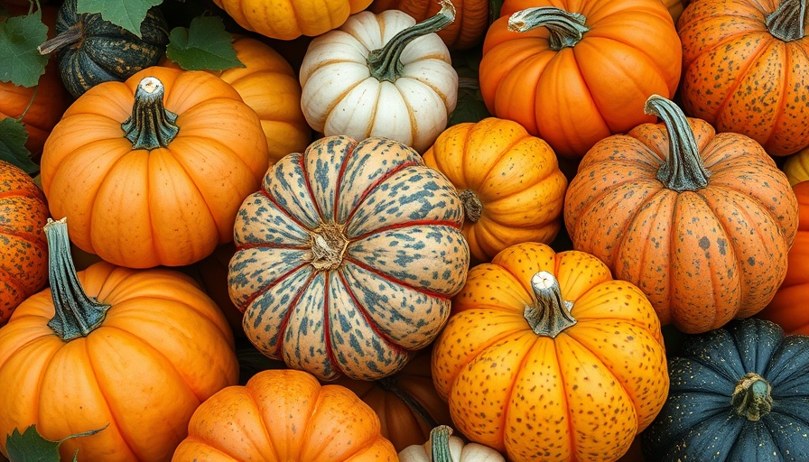 Colorful and textured fun pumpkins to grow at home, vibrant mix.