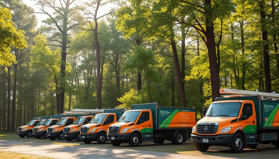 Fleet of trucks used for Ohio and Florida tree care services.