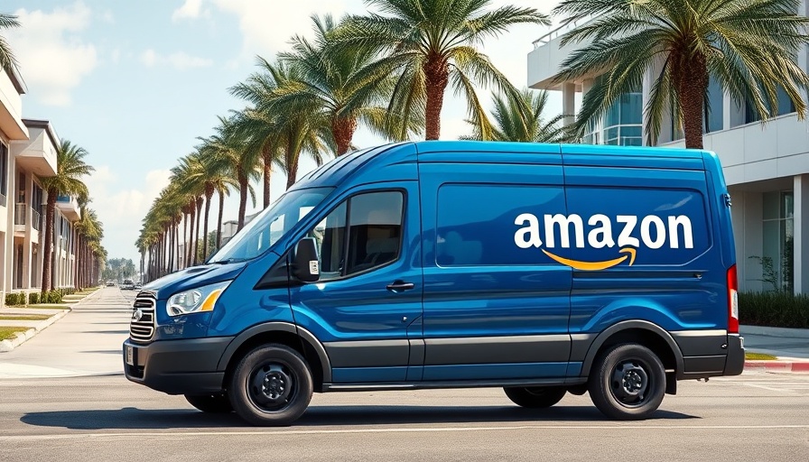 Amazon delivery van under palm trees, retail investment strategies.