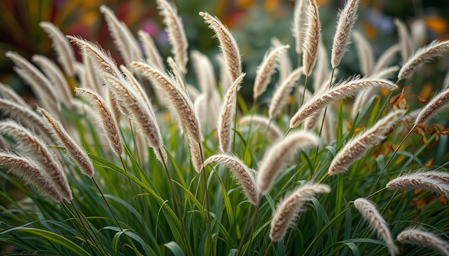 Serene lush ornamental grasses in autumn garden