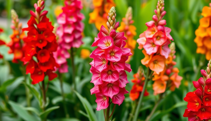 Colorful snapdragon varieties in a garden, ideal for fall planting.
