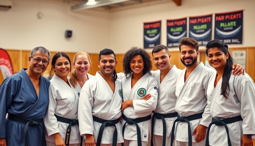 Karate students smiling during lessons in Gurnee sports hall