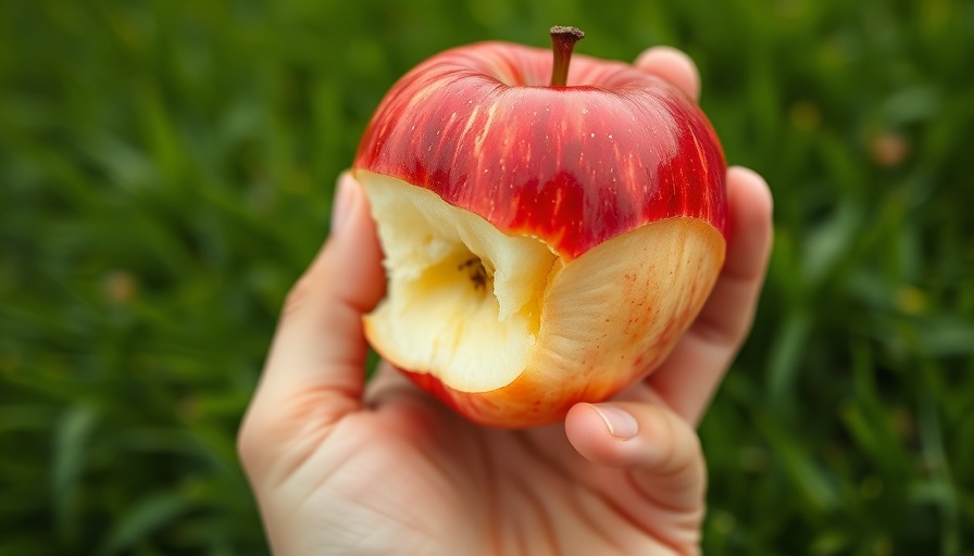 Partially eaten apple showing squirrel bite marks, Signs Squirrels are Digging in Your Yard.