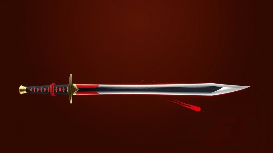 Modern karate lessons in Gurnee with a sleek sword design on a rich background.