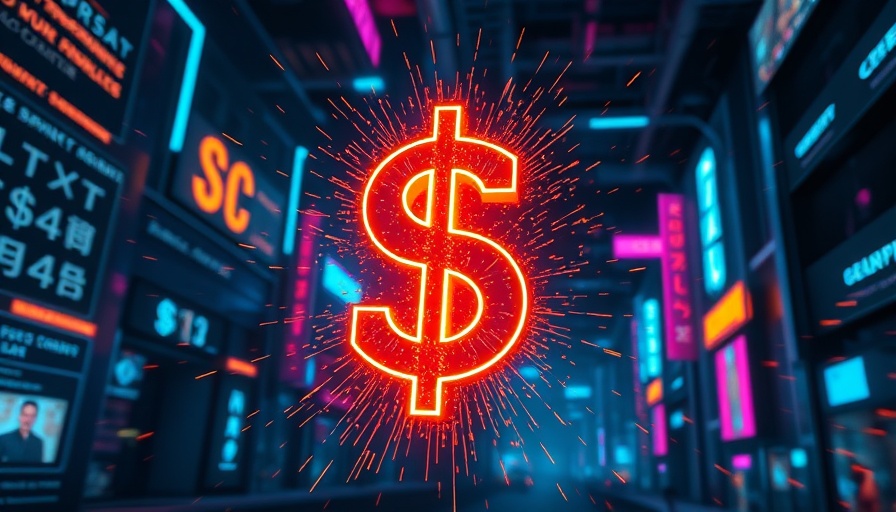 Futuristic dollar sign in digital landscape illustrating XRP surge