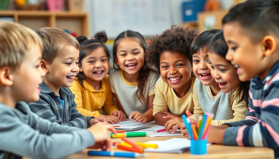 Inclusive classroom activity with diverse children enjoying teamwork.