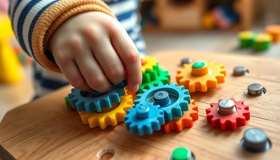 Child adjusting colorful toy gears, symbolizing autism therapy funding.