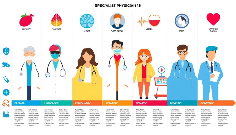 Infographic: Professionally Active Specialist Physicians by Field, displaying icons and fields.