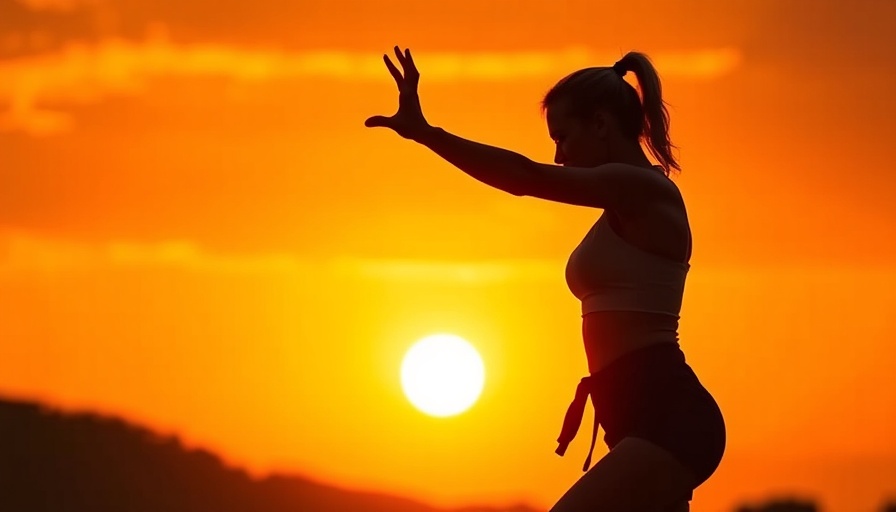 Silhouette of a woman practicing self defense at sunset.
