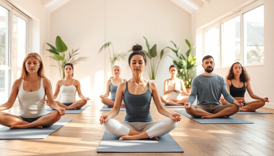 Guided meditation benefits illustrated with a peaceful group meditation session.