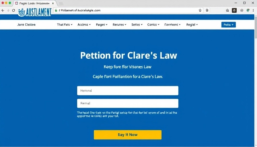 Parliament of Australia webpage showcasing Clare's Law petition.