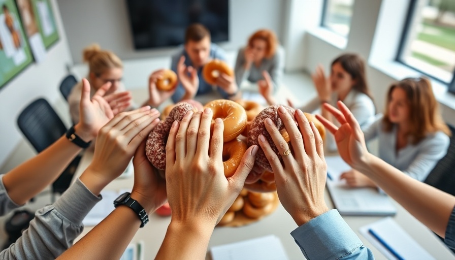 Hands reaching for donuts symbolizes Krispy Kreme stock decline.