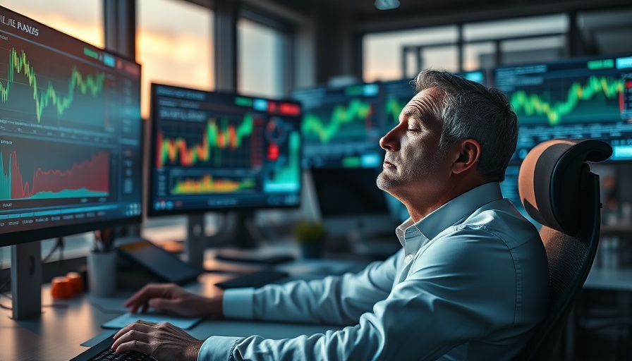 Stressed business professional analyzing stock charts, Growth Stocks Recovery.