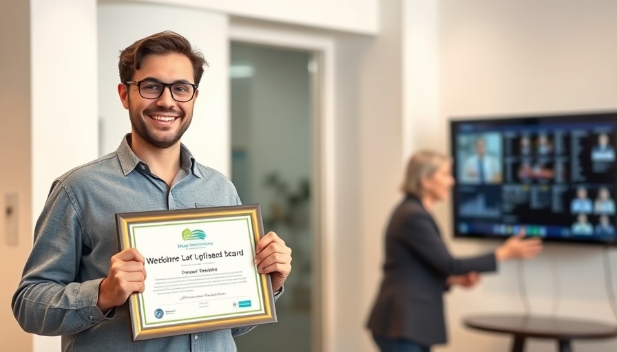 Senior care solutions event with smiling award recipient.