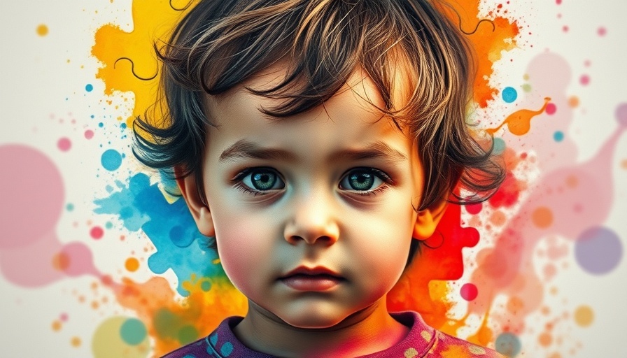 Colorful puzzle child portrait in watercolor art, AI Autism Therapy Improvements