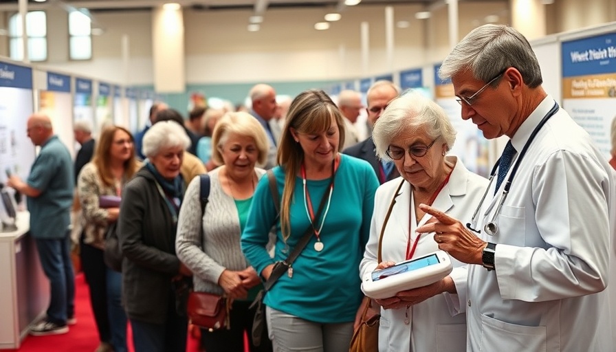 Seniors and healthcare worker at health fair