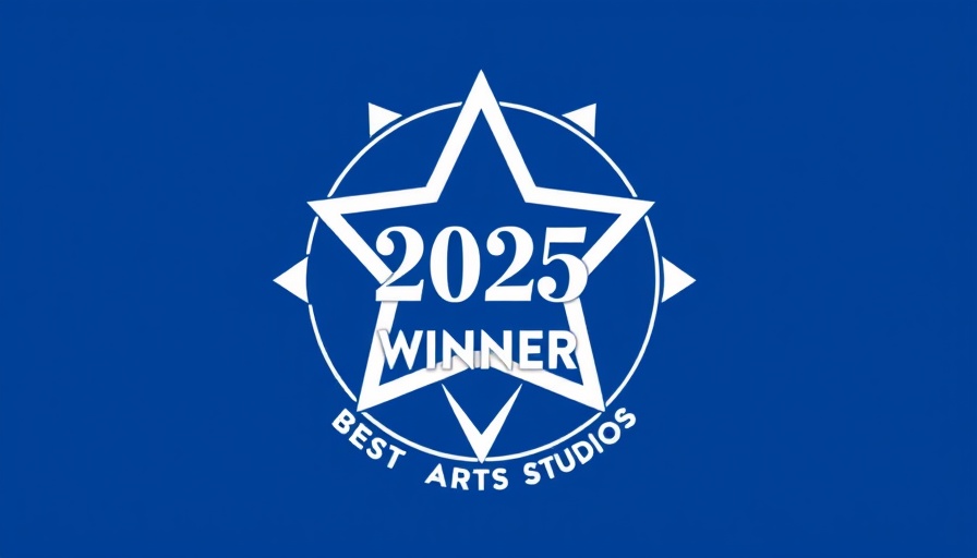 Award badge for Best Martial Arts Studio 2025 with blue star and logo.